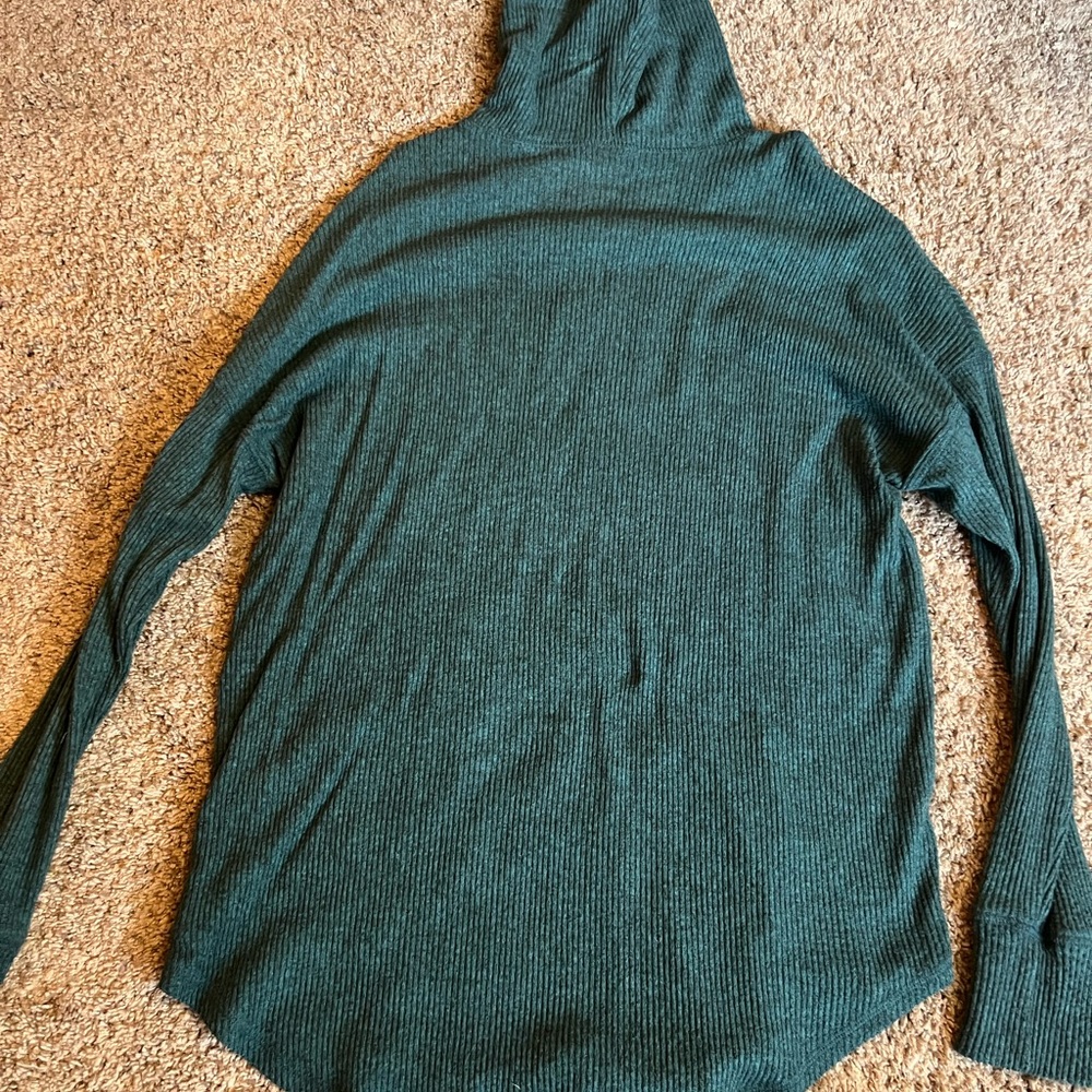 Green Ribbed Long Sleeve Top